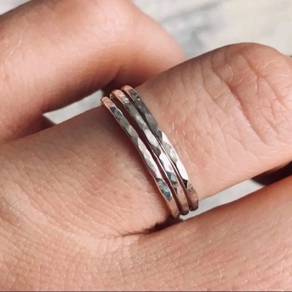 custom sterling silver stacking rings ✨ set of 3 - Picture 2 of 7